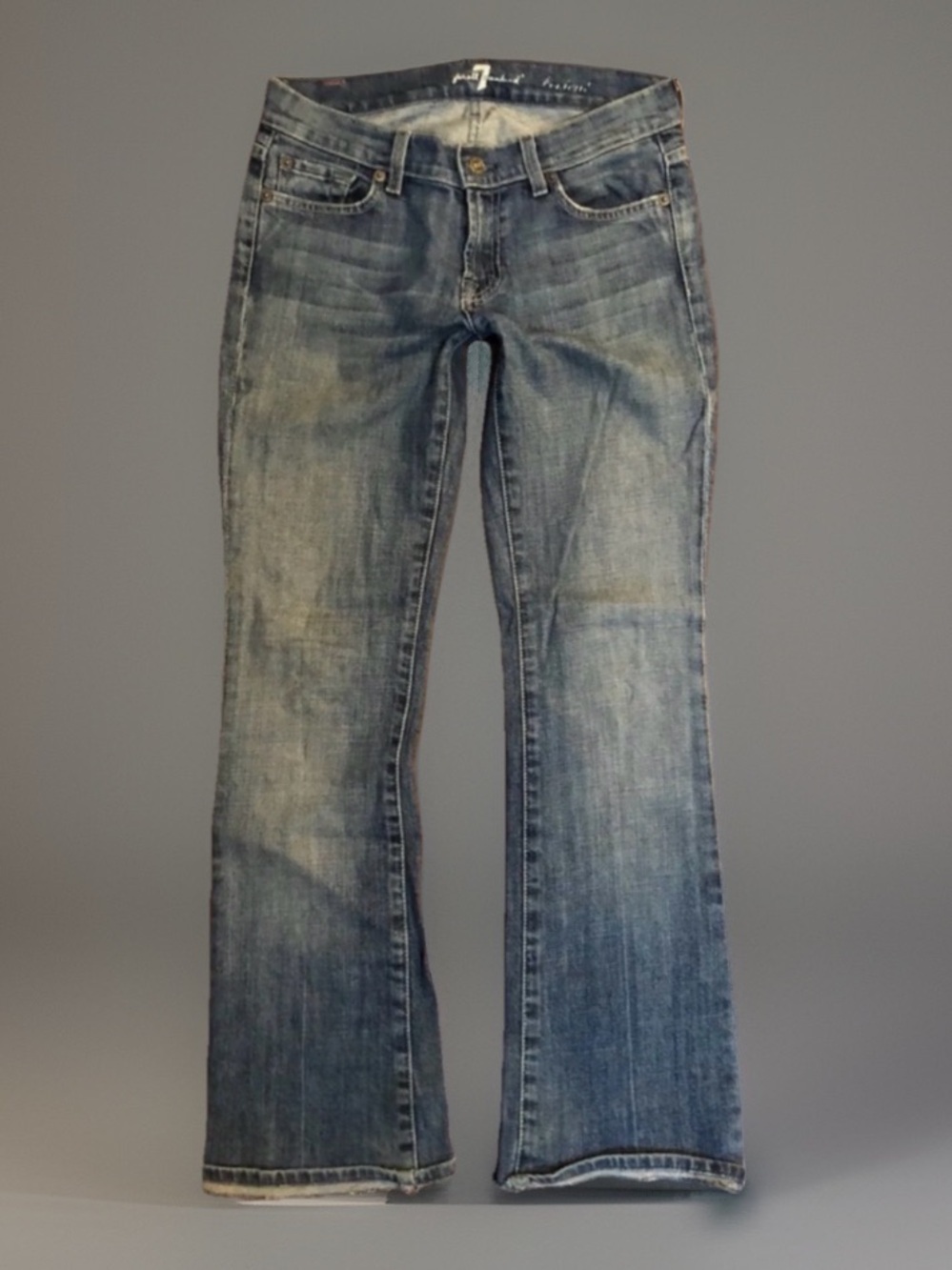 7 for all Mankind sz 25 Destroyed Hems Blue Denim Jeans Cotton / Spandex